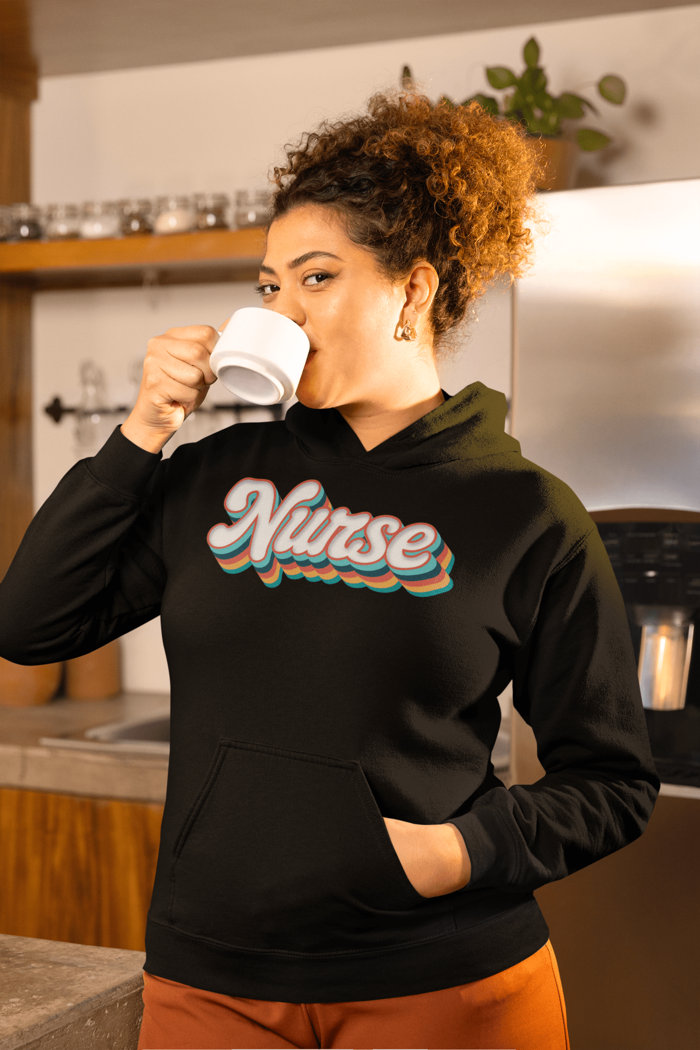 Retro Nurse Hoodie Fun Groovy Medical Student Sweatshirt - Inken Image