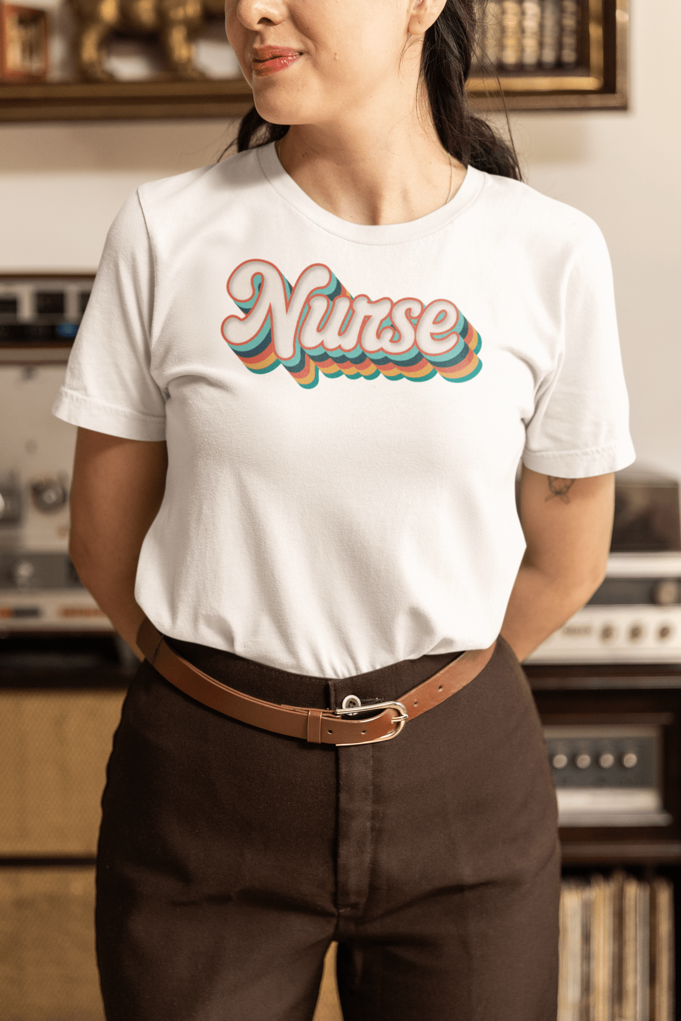 Retro Nurse Shirt Fun Groovy Medical Student Tee - Inken Image
