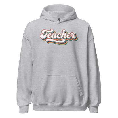 Retro Teacher Sweatshirt Groovy Teaching Hoodie Fun Educator Gift - Inken Image