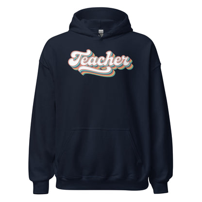Retro Teacher Sweatshirt Groovy Teaching Hoodie Fun Educator Gift - Inken Image