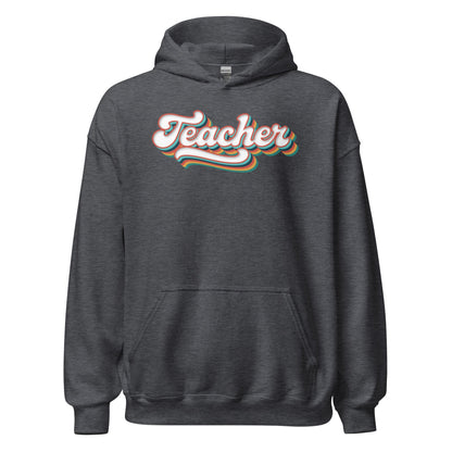Retro Teacher Sweatshirt Groovy Teaching Hoodie Fun Educator Gift - Inken Image