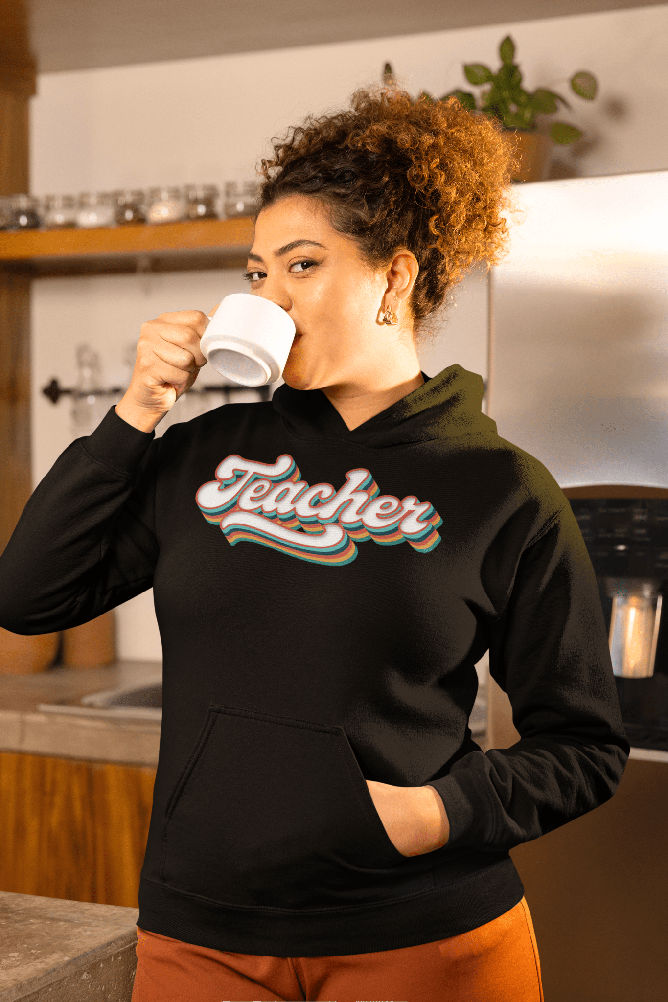 Retro Teacher Sweatshirt Groovy Teaching Hoodie Fun Educator Gift - Inken Image