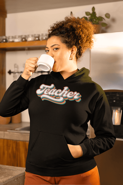 Retro Teacher Sweatshirt Groovy Teaching Hoodie Fun Educator Gift - Inken Image