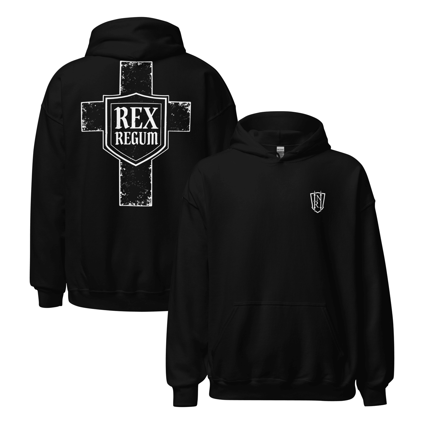 Rex Regum, King Of Kings, Cross Graphic Hoodie - Inken Image