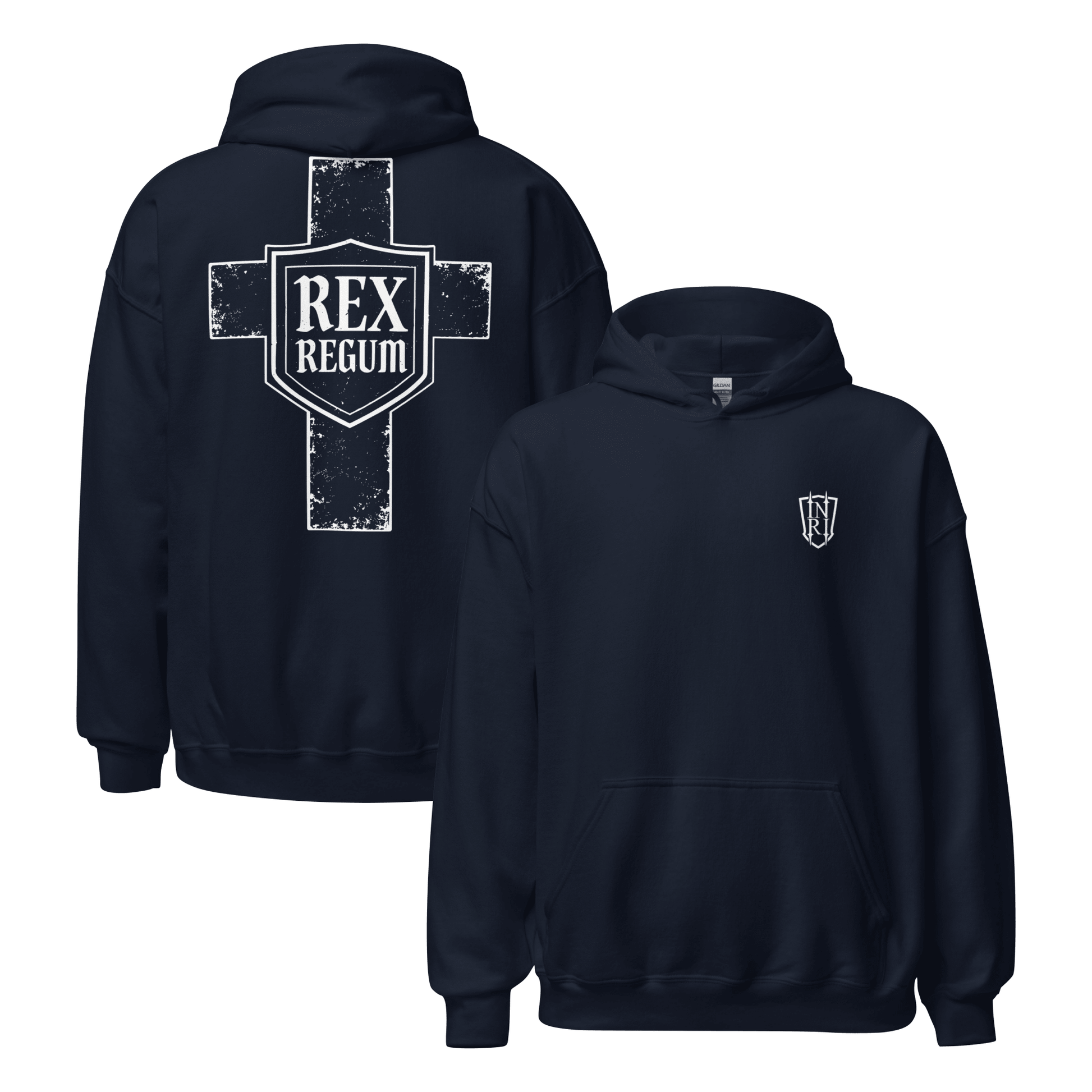 Rex Regum, King Of Kings, Cross Graphic Hoodie - Inken Image