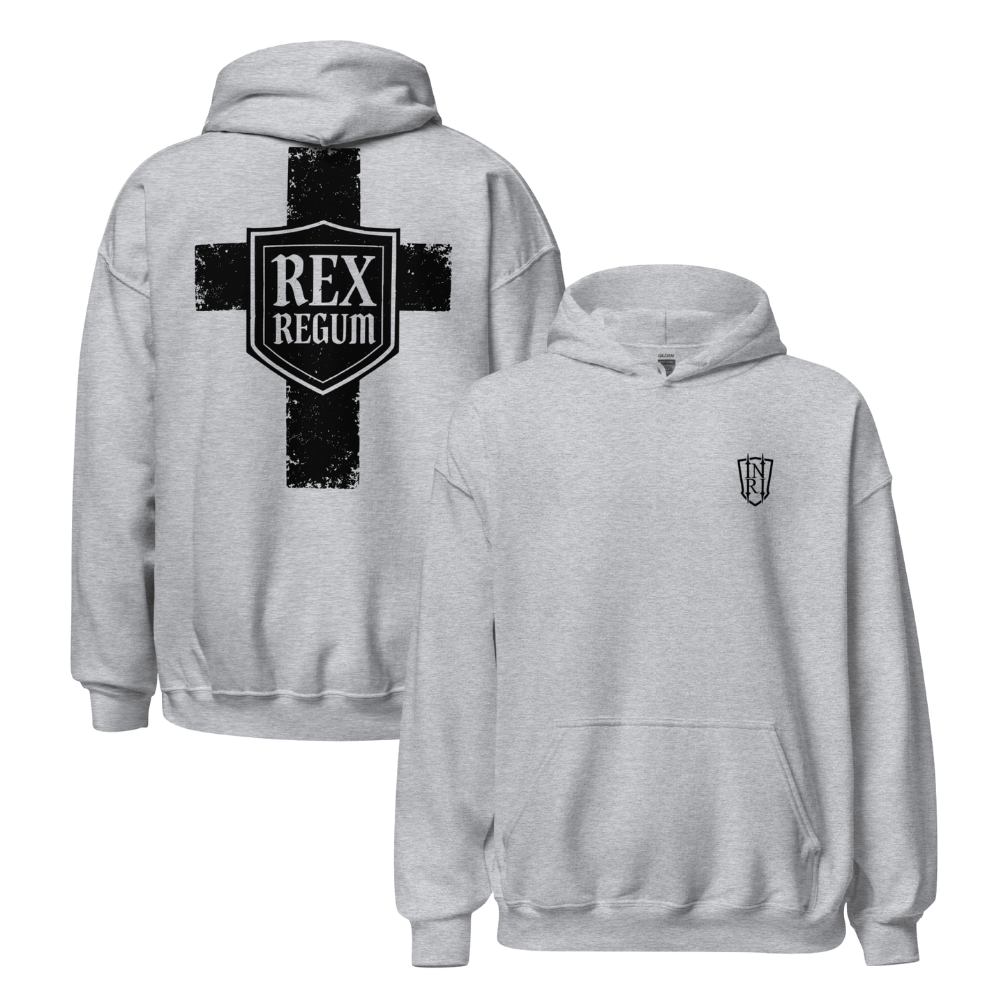 Rex Regum, King Of Kings, Cross Graphic Hoodie - Inken Image