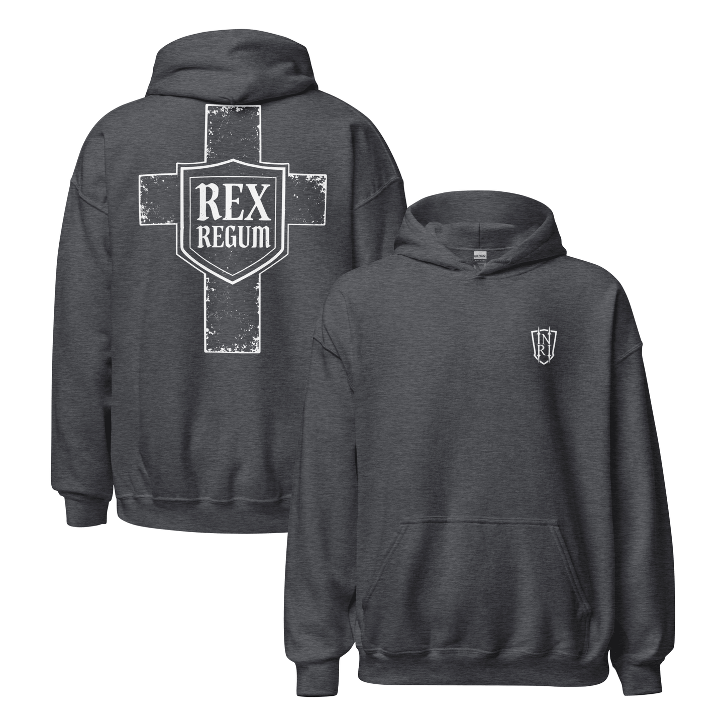 Rex Regum, King Of Kings, Cross Graphic Hoodie - Inken Image