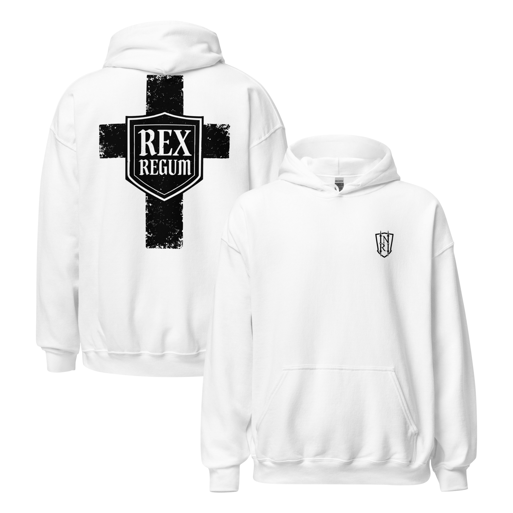 Rex Regum, King Of Kings, Cross Graphic Hoodie - Inken Image
