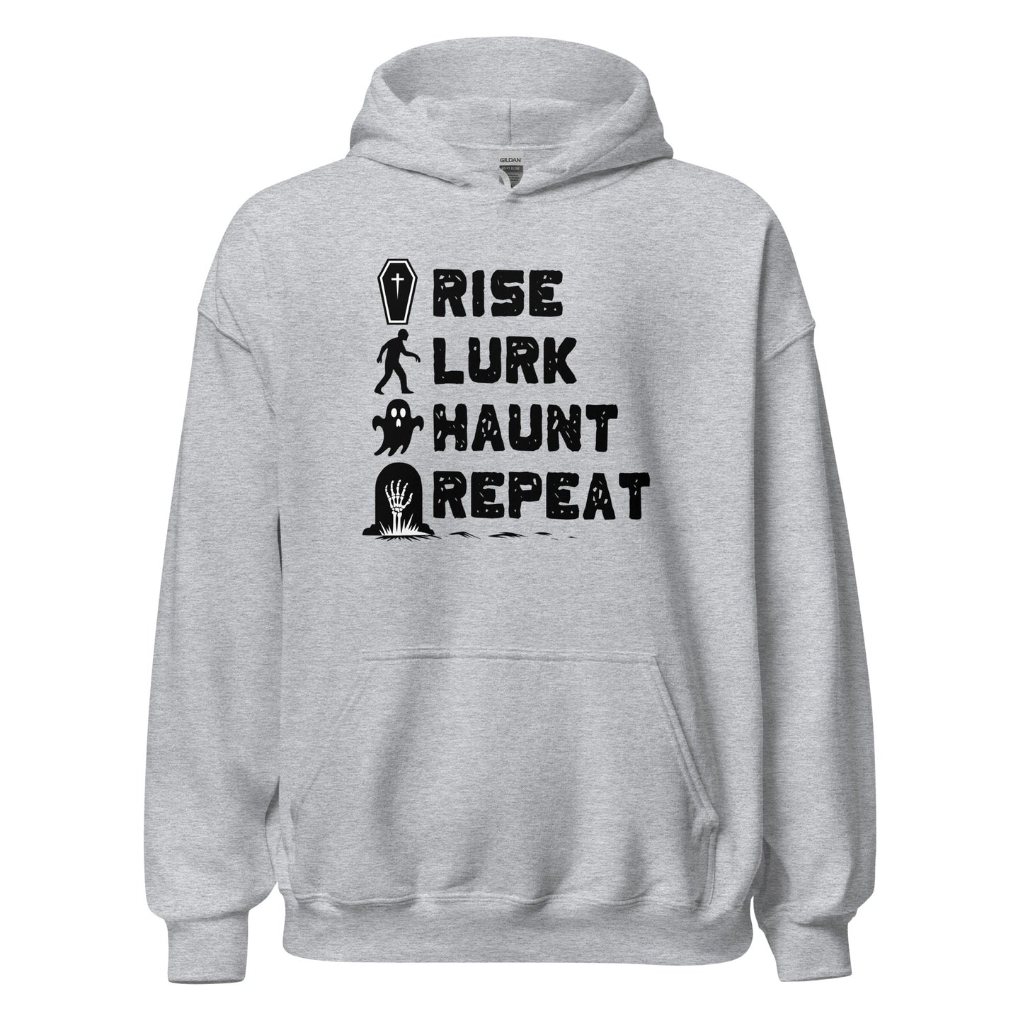 Rise Lurk Haunt Repeat Halloween Checklist Hoodie - Inken Image