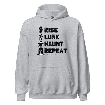 Rise Lurk Haunt Repeat Halloween Checklist Hoodie - Inken Image
