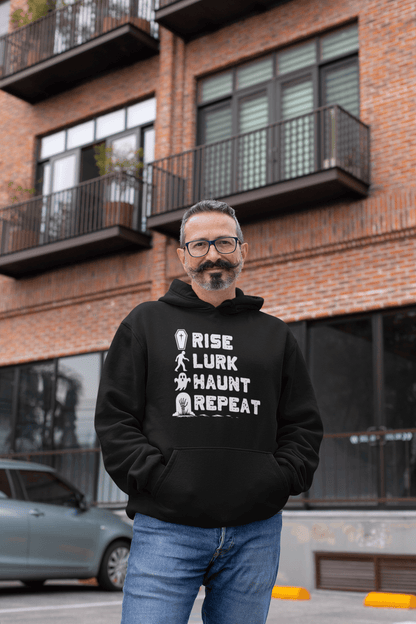 Rise Lurk Haunt Repeat Halloween Checklist Hoodie - Inken Image