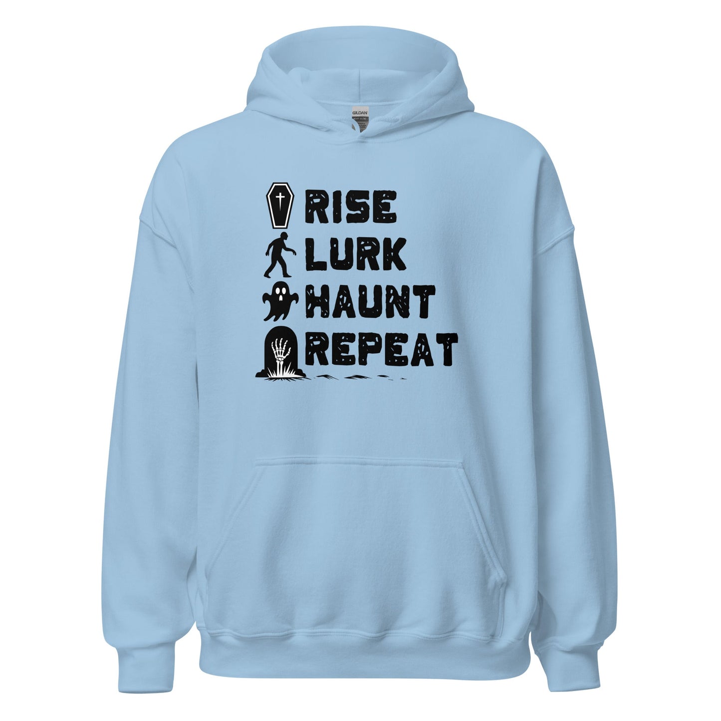 Rise Lurk Haunt Repeat Halloween Checklist Hoodie - Inken Image