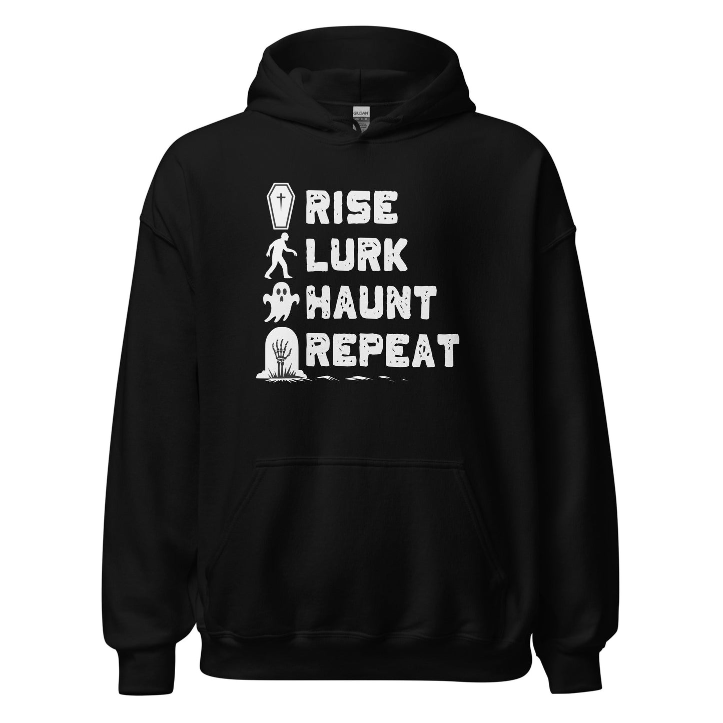 Rise Lurk Haunt Repeat Halloween Checklist Hoodie - Inken Image