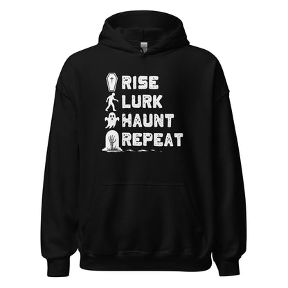 Rise Lurk Haunt Repeat Halloween Checklist Hoodie - Inken Image