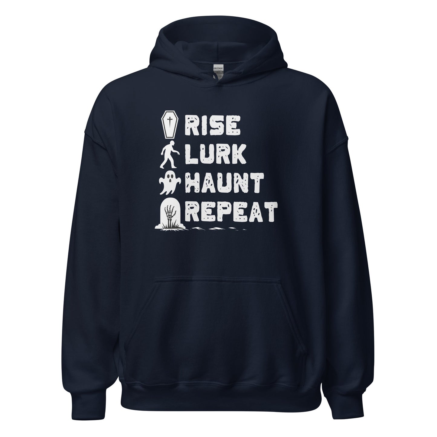 Rise Lurk Haunt Repeat Halloween Checklist Hoodie - Inken Image