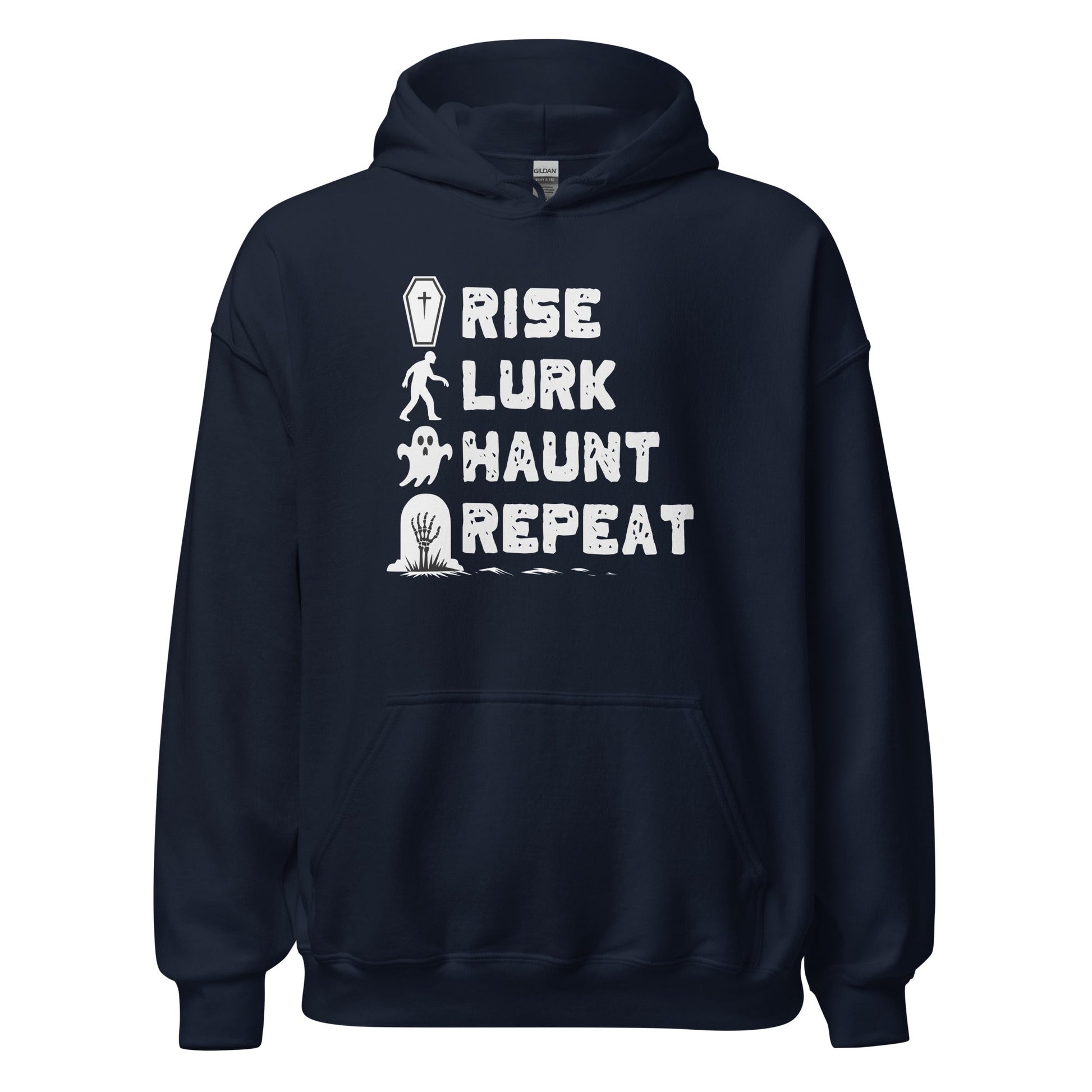 Rise Lurk Haunt Repeat Halloween Checklist Hoodie - Inken Image