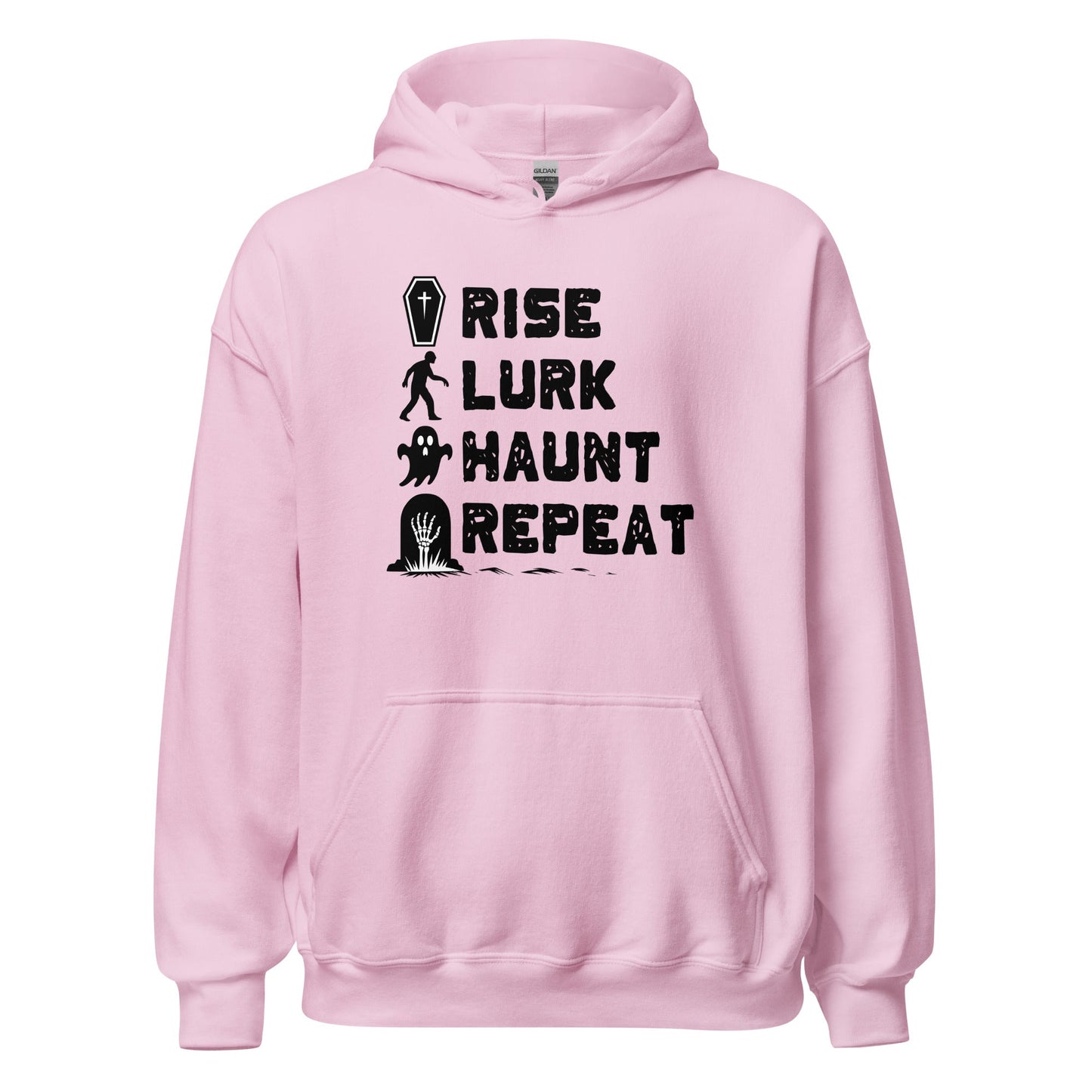 Rise Lurk Haunt Repeat Halloween Checklist Hoodie - Inken Image