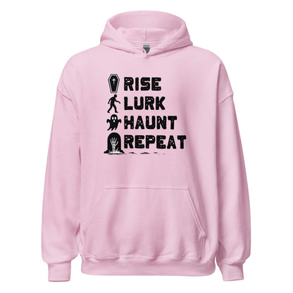 Rise Lurk Haunt Repeat Halloween Checklist Hoodie - Inken Image
