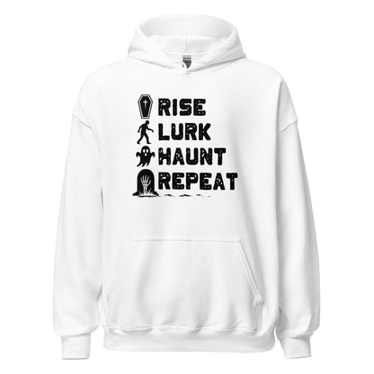 Rise Lurk Haunt Repeat Halloween Checklist Hoodie - Inken Image