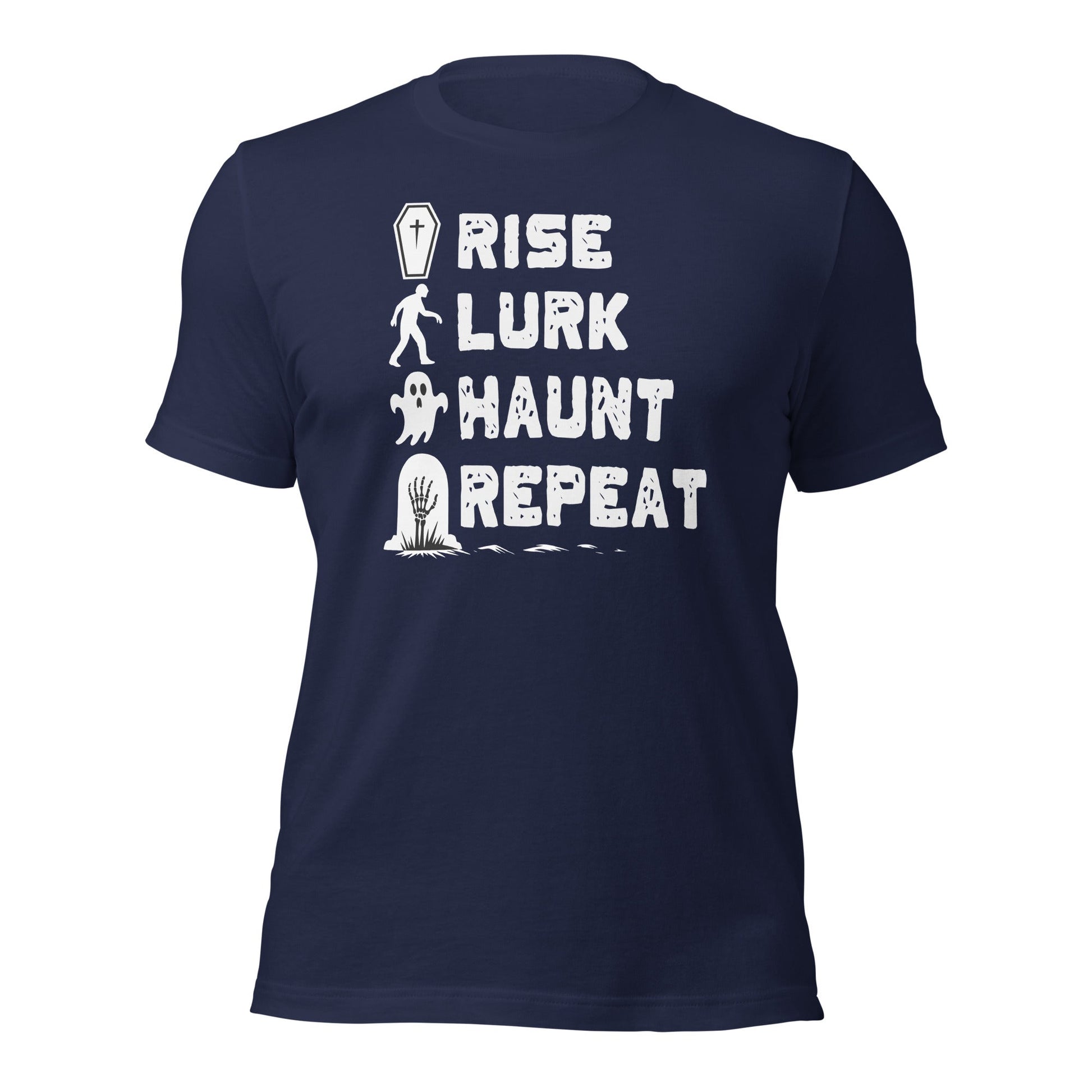 Rise Lurk Haunt Repeat Halloween Checklist T-Shirt - Inken Image