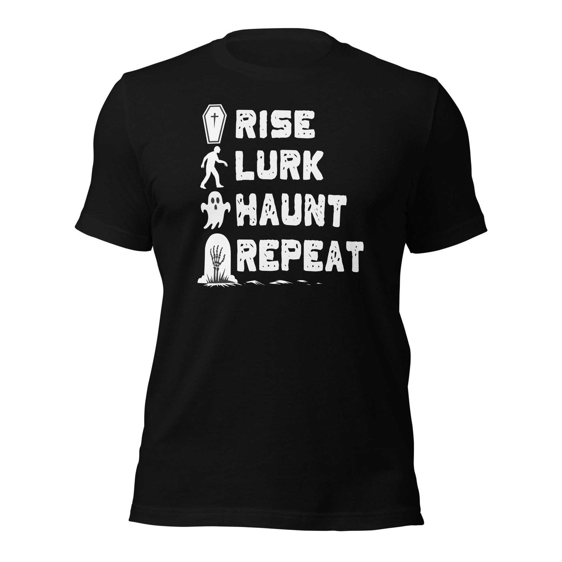 Rise Lurk Haunt Repeat Halloween Checklist T-Shirt - Inken Image
