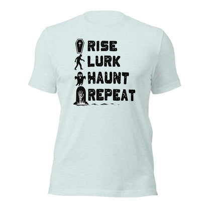 Rise Lurk Haunt Repeat Halloween Checklist T-Shirt - Inken Image