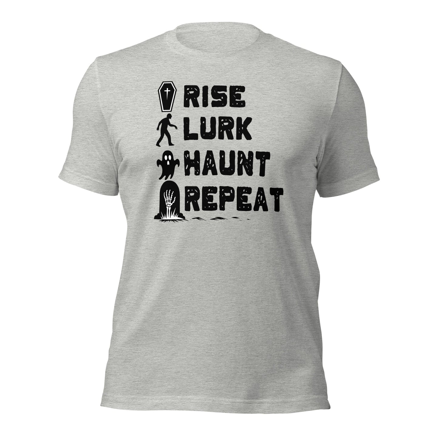 Rise Lurk Haunt Repeat Halloween Checklist T-Shirt - Inken Image