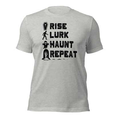 Rise Lurk Haunt Repeat Halloween Checklist T-Shirt - Inken Image