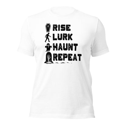 Rise Lurk Haunt Repeat Halloween Checklist T-Shirt - Inken Image