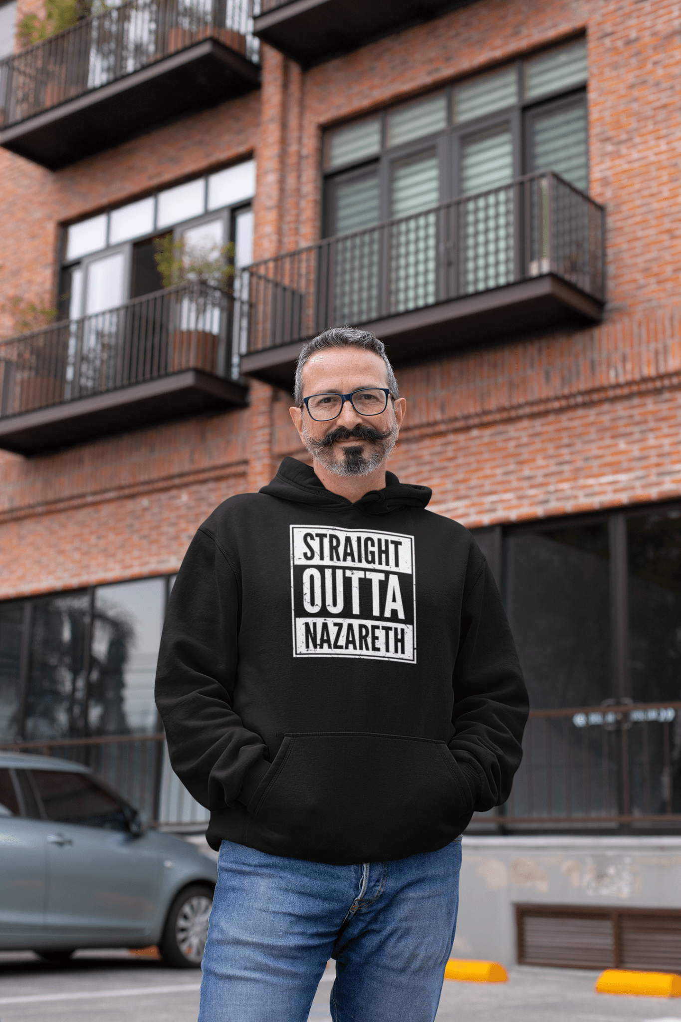 Straight Outta Nazareth Funny Christian Rap Parody Hoodie - Inken Image