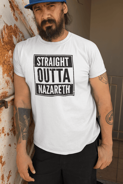 Straight Outta Nazareth Funny Christian Rap Parody T-Shirt - Inken Image