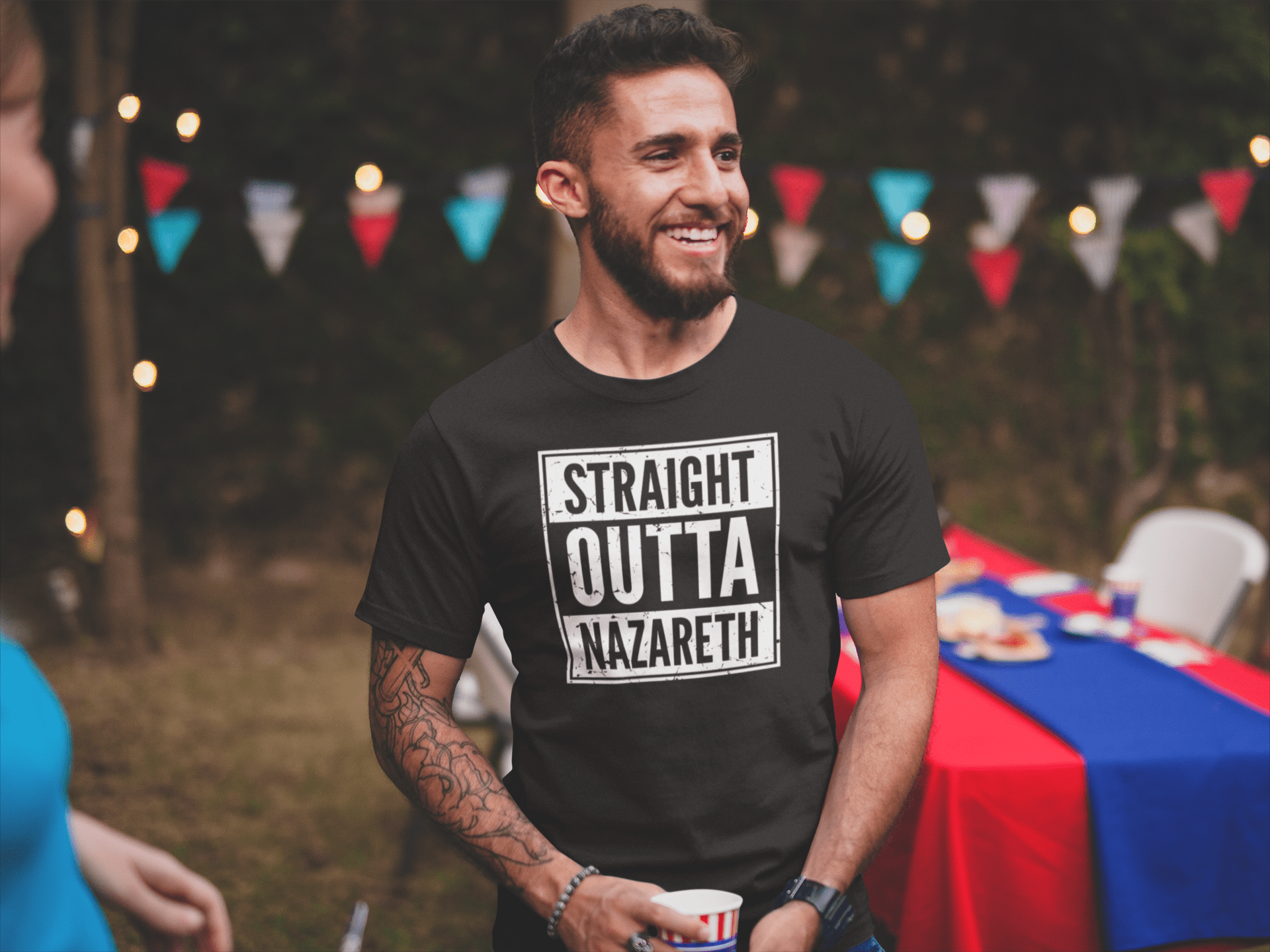 Straight Outta Nazareth Funny Christian Rap Parody T-Shirt - Inken Image