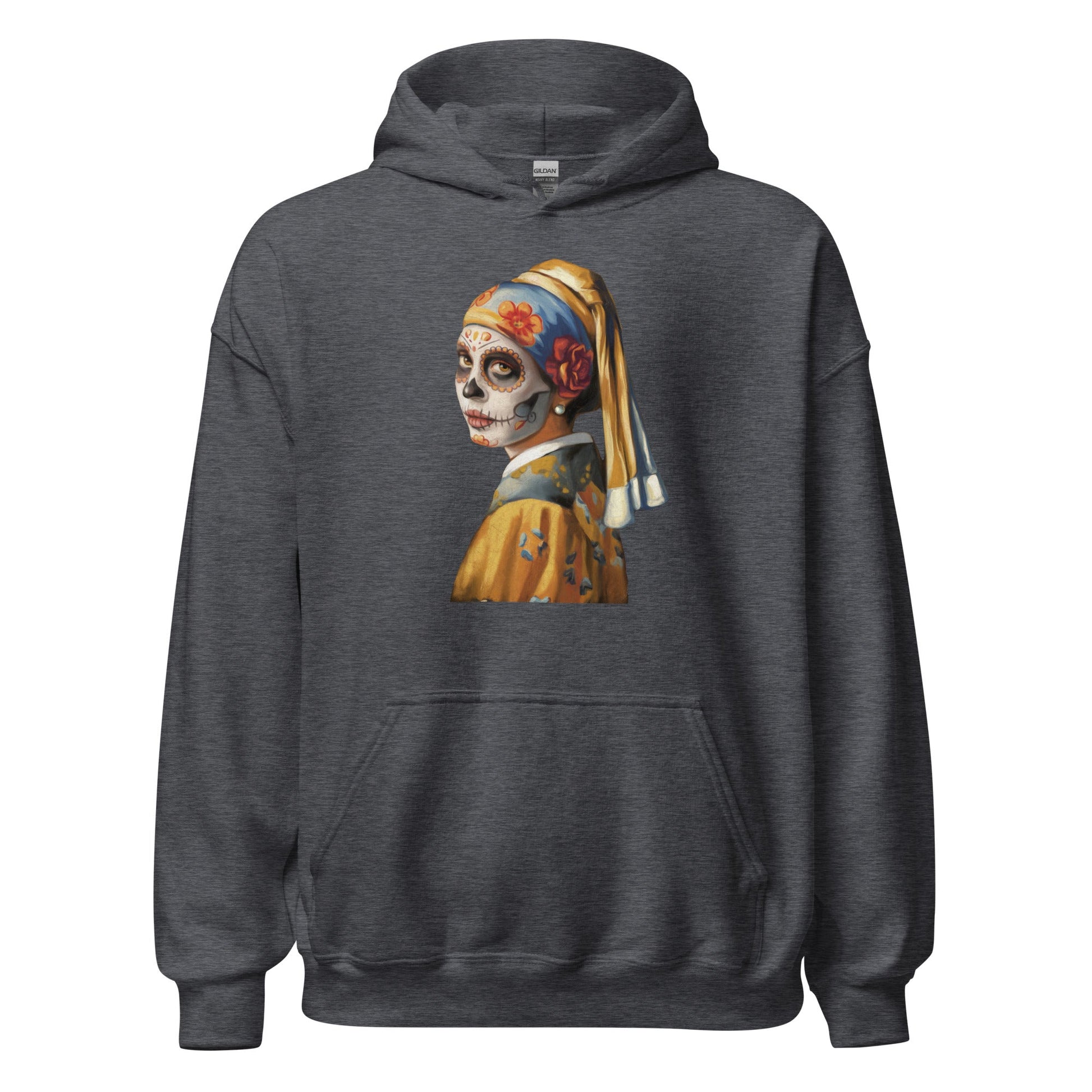 Sugar Skull Girl With Pearl Earring Hoodie Dia De Los Muertos Renaissance Sweatshirt - Inken Image