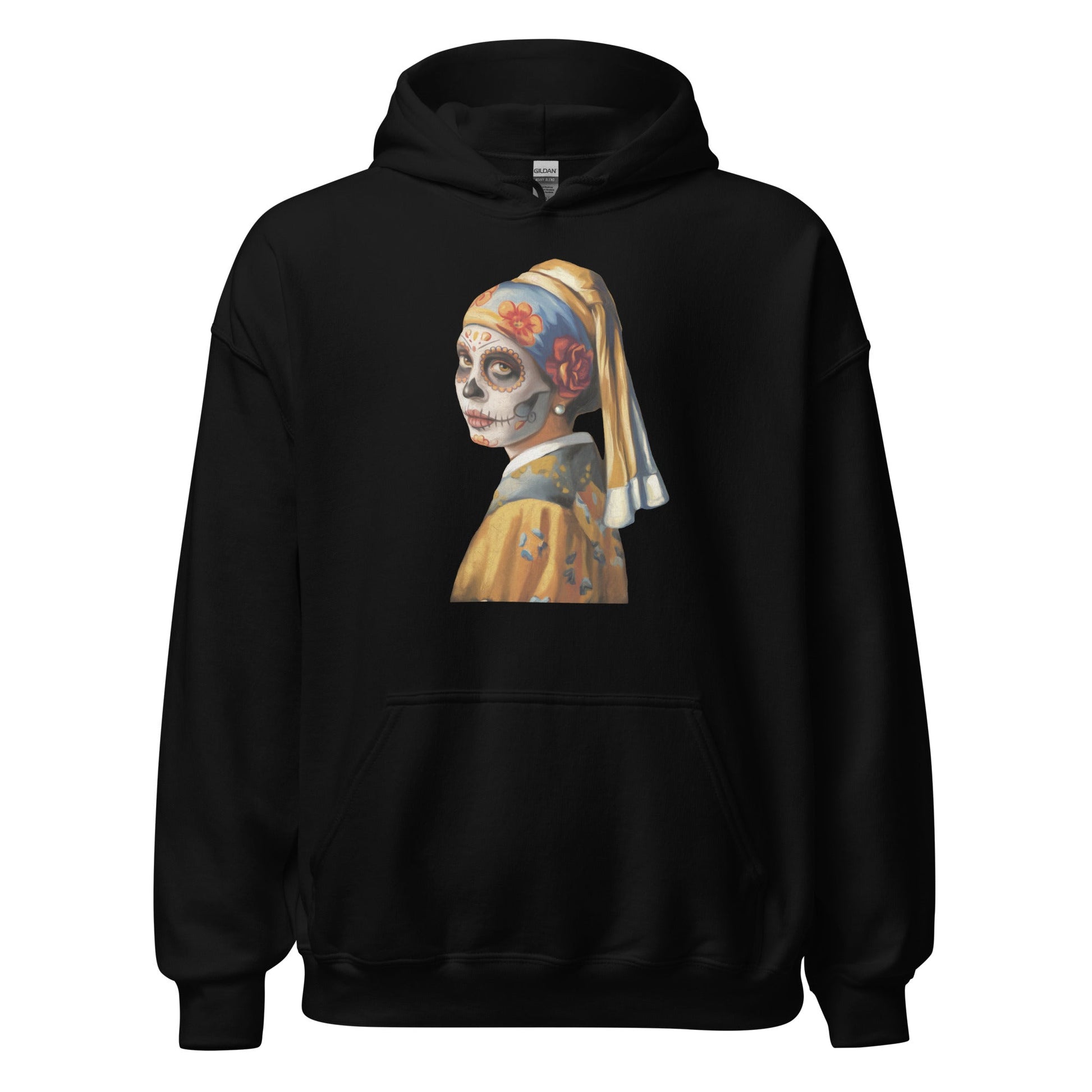 Sugar Skull Girl With Pearl Earring Hoodie Dia De Los Muertos Renaissance Sweatshirt - Inken Image