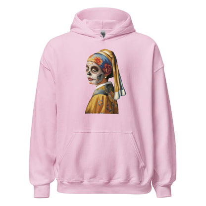 Sugar Skull Girl With Pearl Earring Hoodie Dia De Los Muertos Renaissance Sweatshirt - Inken Image