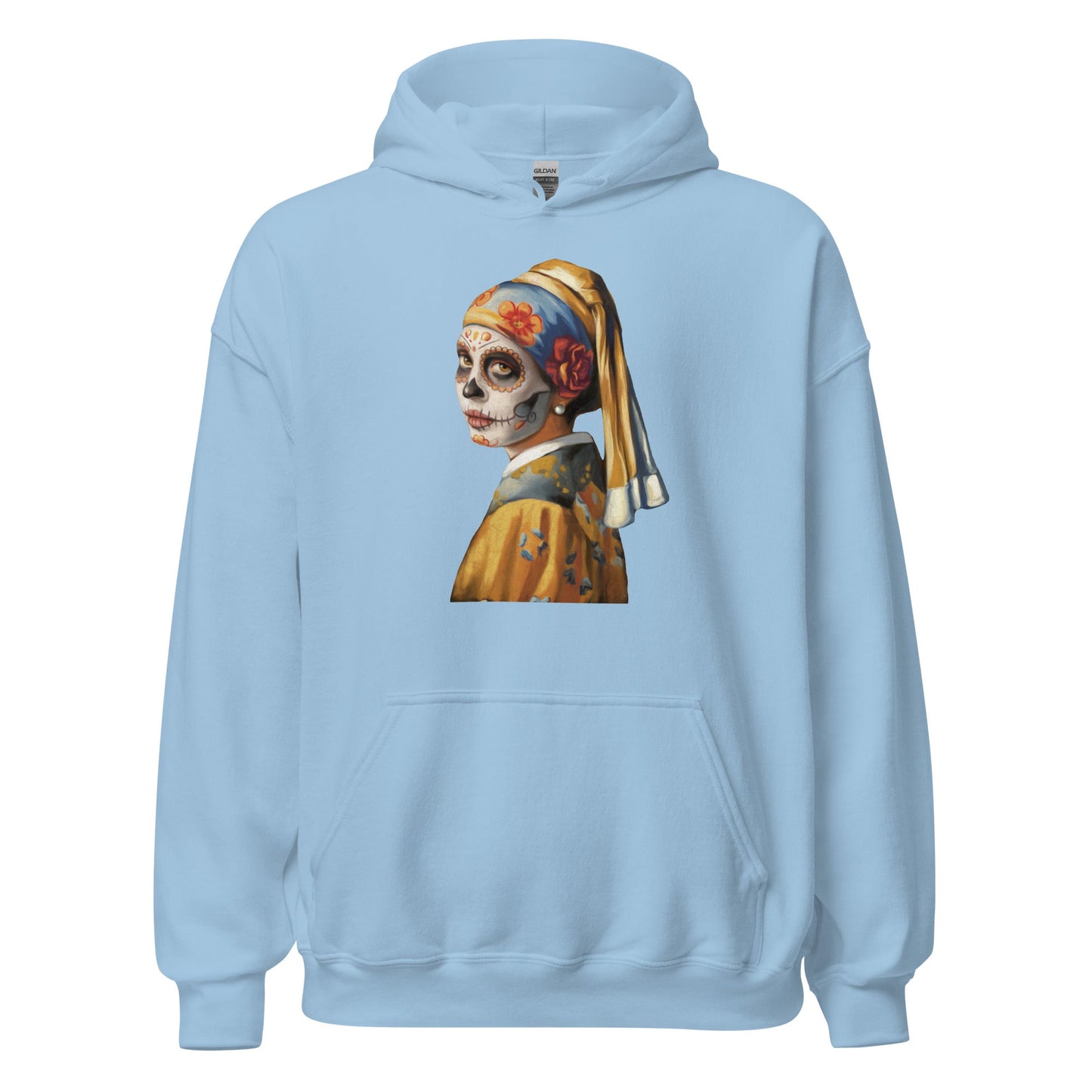 Sugar Skull Girl With Pearl Earring Hoodie Dia De Los Muertos Renaissance Sweatshirt - Inken Image
