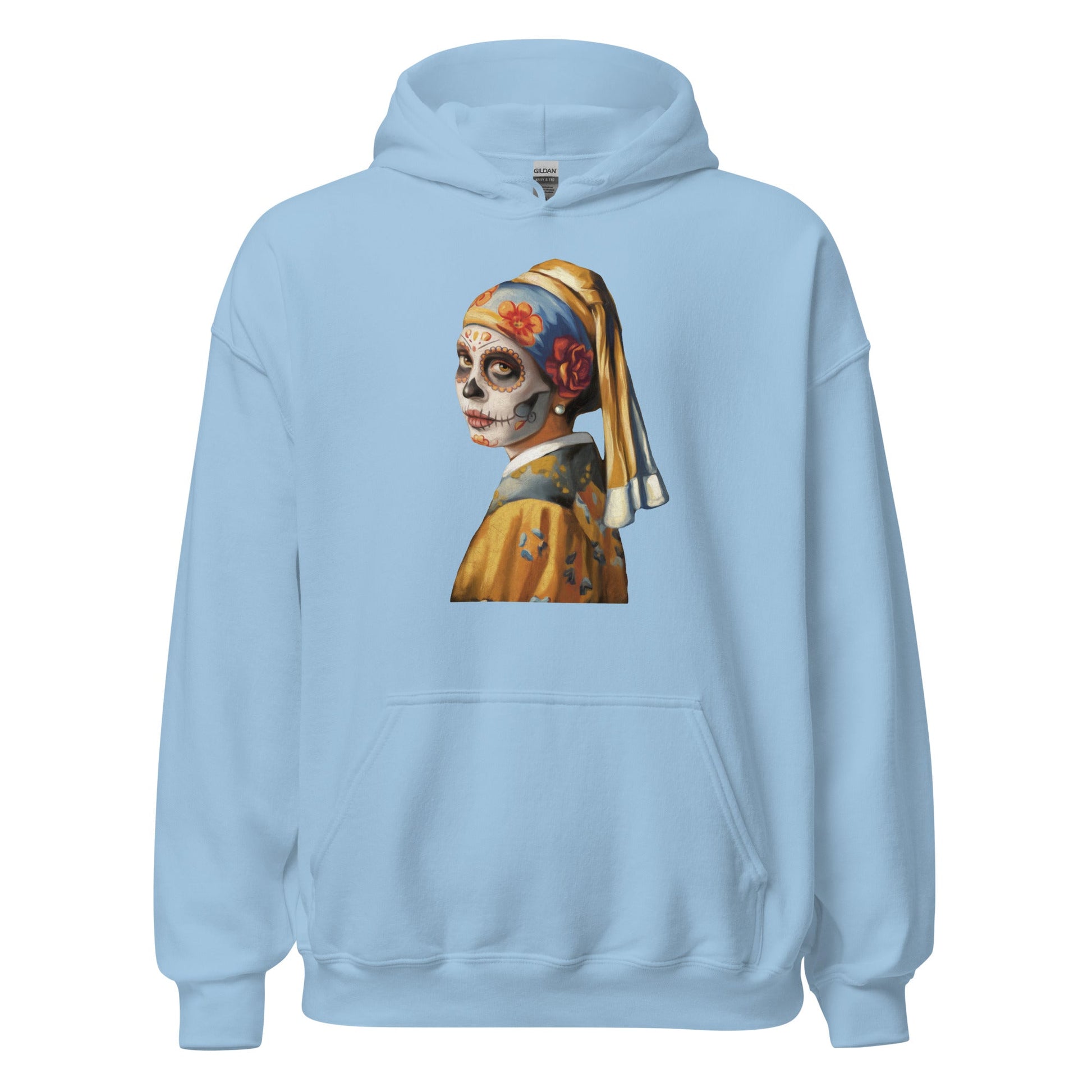 Sugar Skull Girl With Pearl Earring Hoodie Dia De Los Muertos Renaissance Sweatshirt - Inken Image