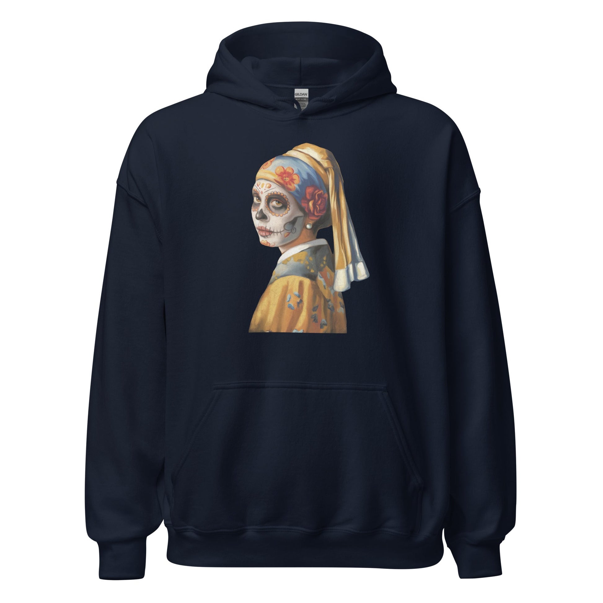 Sugar Skull Girl With Pearl Earring Hoodie Dia De Los Muertos Renaissance Sweatshirt - Inken Image