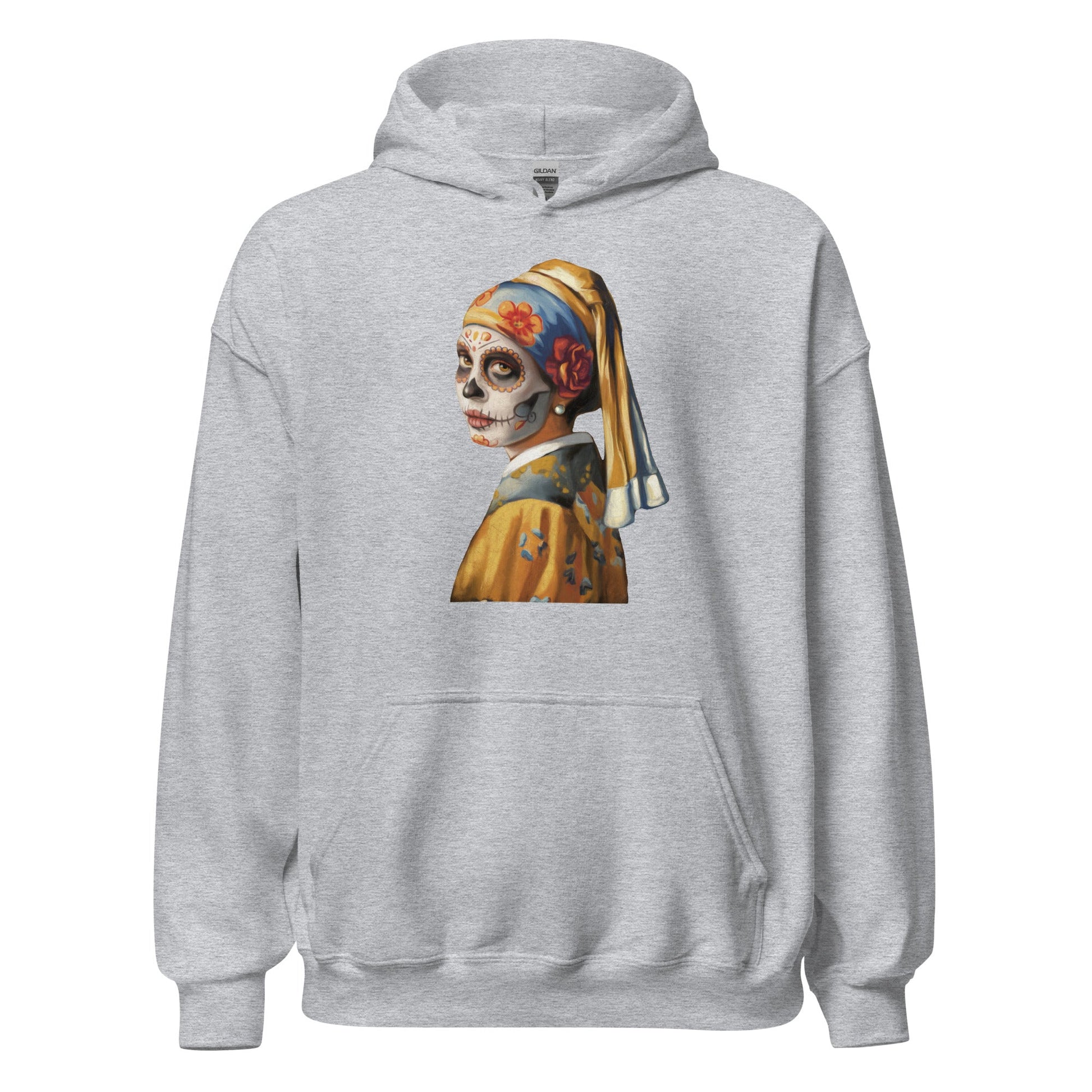 Sugar Skull Girl With Pearl Earring Hoodie Dia De Los Muertos Renaissance Sweatshirt - Inken Image