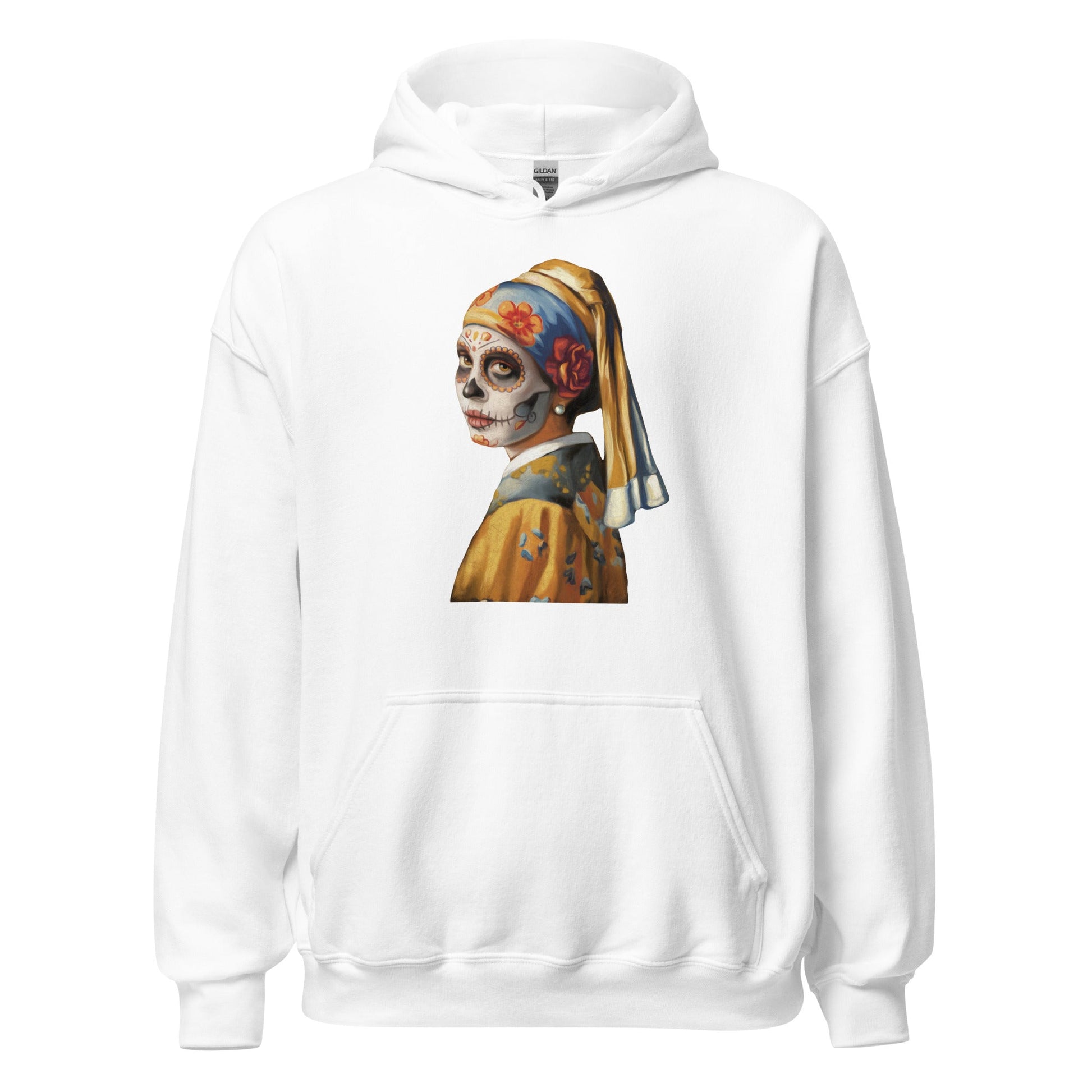 Sugar Skull Girl With Pearl Earring Hoodie Dia De Los Muertos Renaissance Sweatshirt - Inken Image