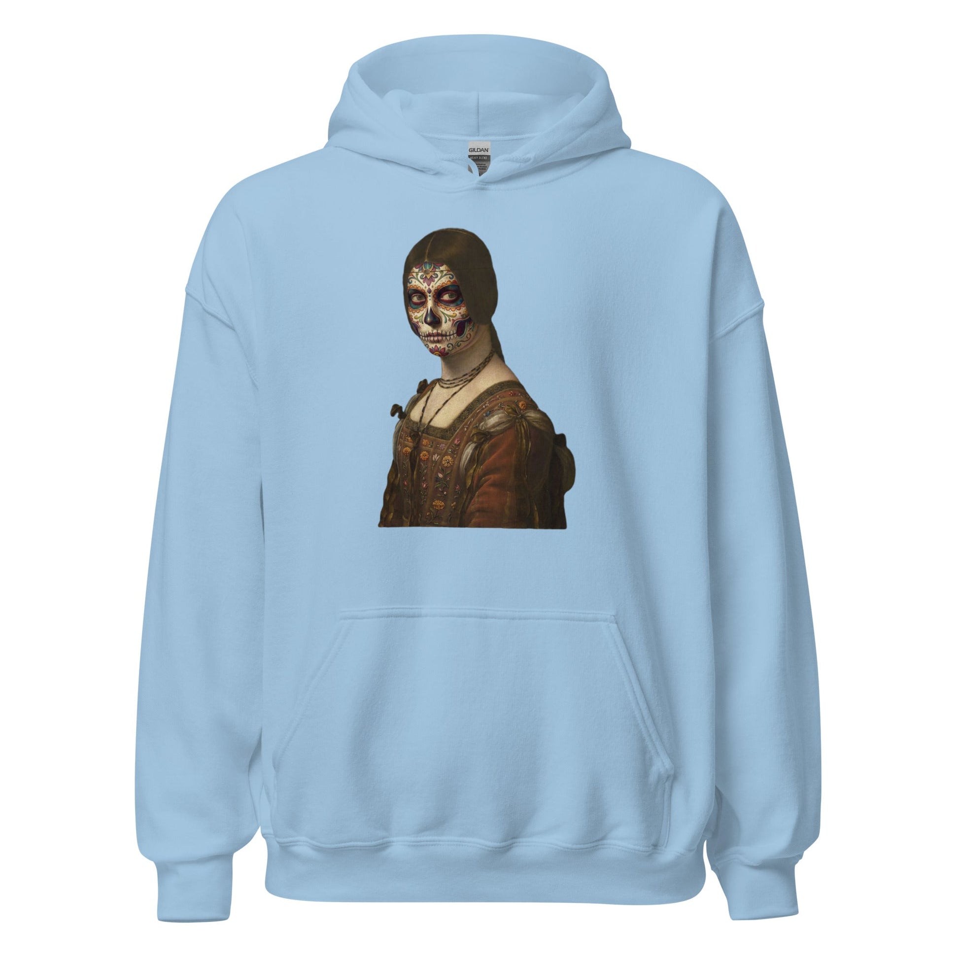Sugar Skull La Belle Ferroniere Hoodie Dia De Los Muertos Renaissance Parody Sweatshirt - Inken Image