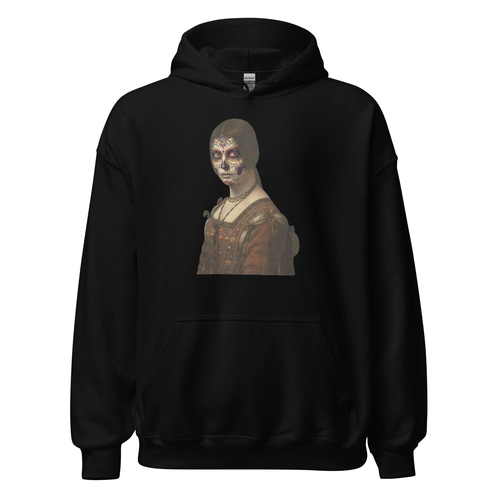 Sugar Skull La Belle Ferroniere Hoodie Dia De Los Muertos Renaissance Parody Sweatshirt - Inken Image