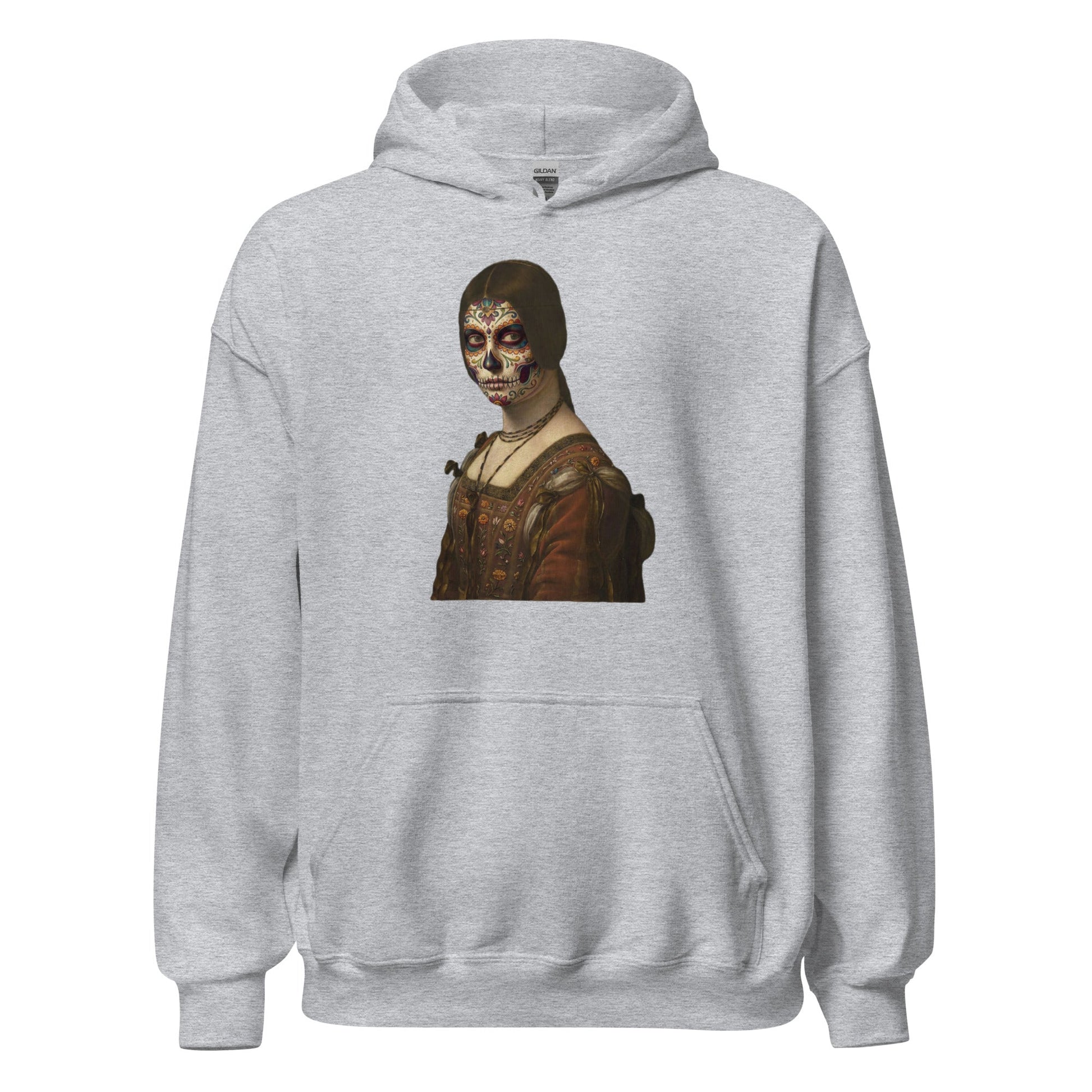 Sugar Skull La Belle Ferroniere Hoodie Dia De Los Muertos Renaissance Parody Sweatshirt - Inken Image