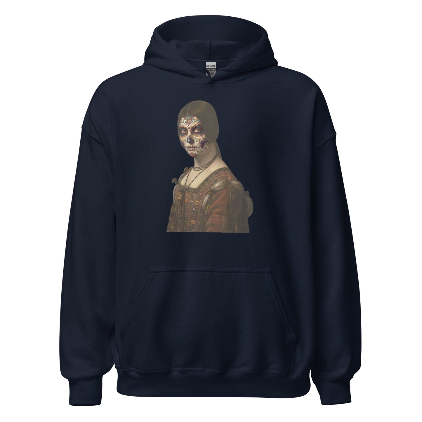 Sugar Skull La Belle Ferroniere Hoodie Dia De Los Muertos Renaissance Parody Sweatshirt - Inken Image