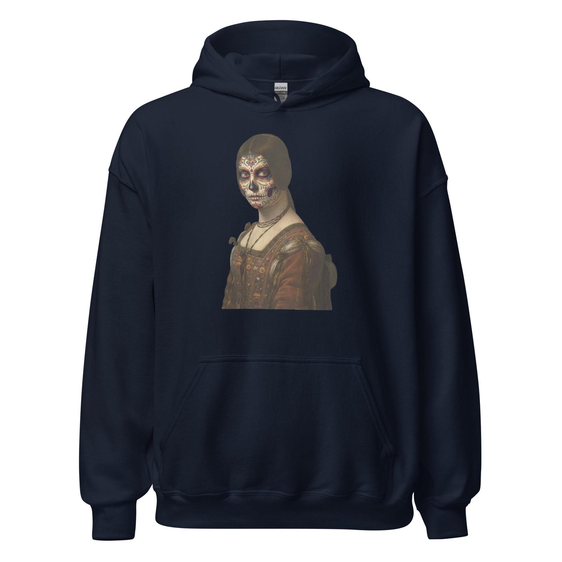 Sugar Skull La Belle Ferroniere Hoodie Dia De Los Muertos Renaissance Parody Sweatshirt - Inken Image