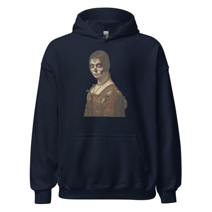 Sugar Skull La Belle Ferroniere Hoodie Dia De Los Muertos Renaissance Parody Sweatshirt - Inken Image