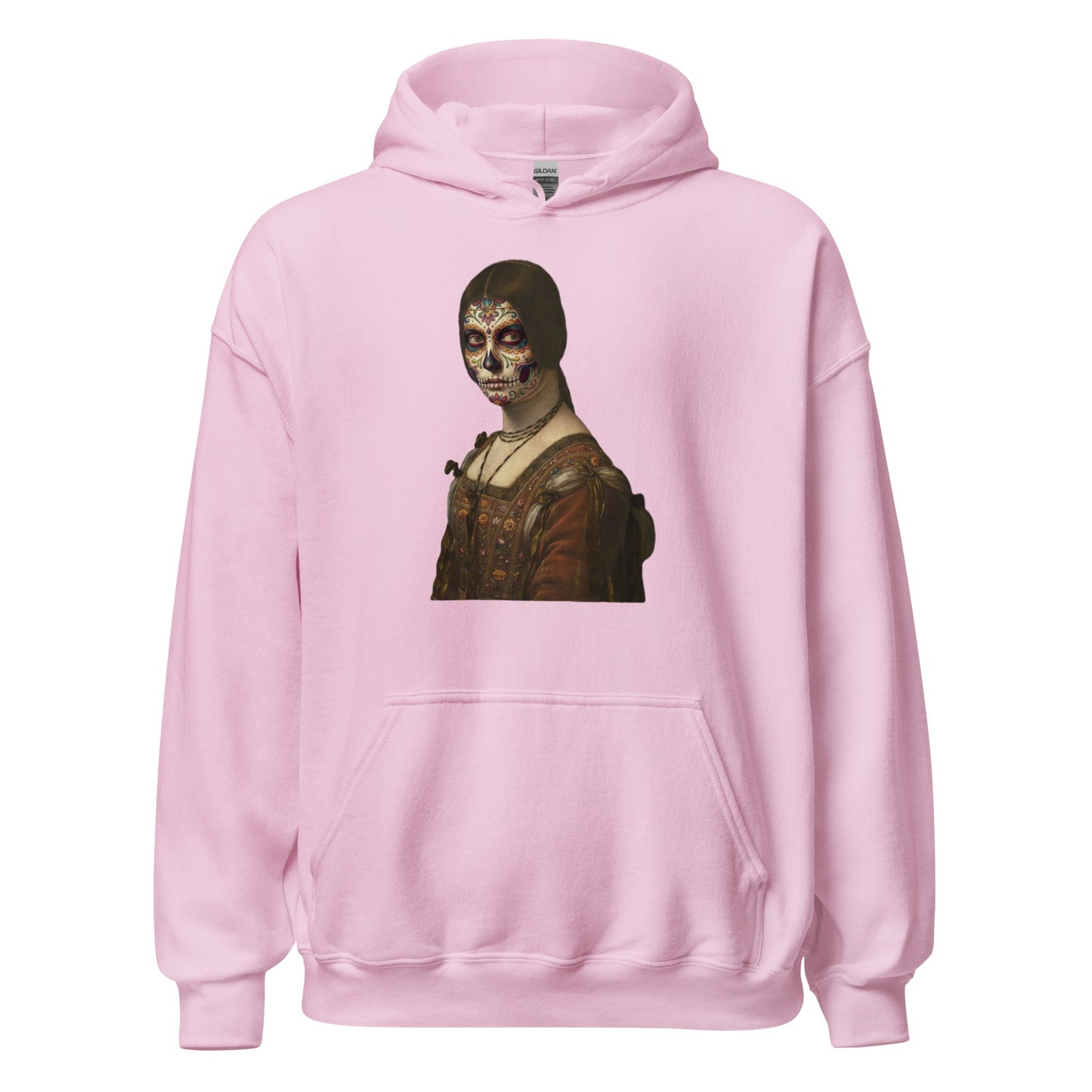 Sugar Skull La Belle Ferroniere Hoodie Dia De Los Muertos Renaissance Parody Sweatshirt - Inken Image