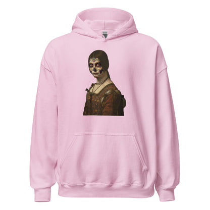 Sugar Skull La Belle Ferroniere Hoodie Dia De Los Muertos Renaissance Parody Sweatshirt - Inken Image