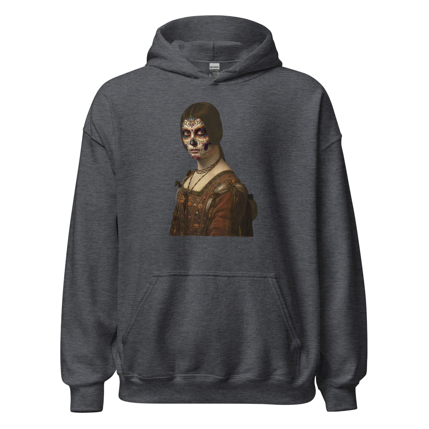 Sugar Skull La Belle Ferroniere Hoodie Dia De Los Muertos Renaissance Parody Sweatshirt - Inken Image
