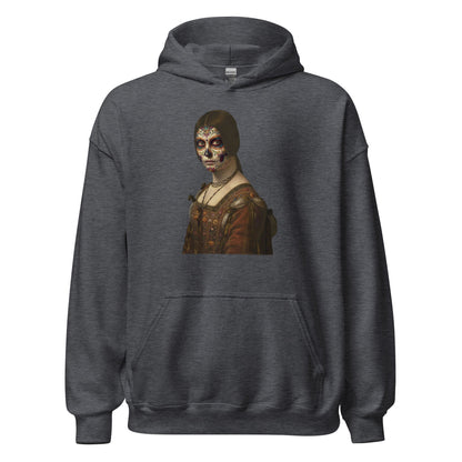 Sugar Skull La Belle Ferroniere Hoodie Dia De Los Muertos Renaissance Parody Sweatshirt - Inken Image